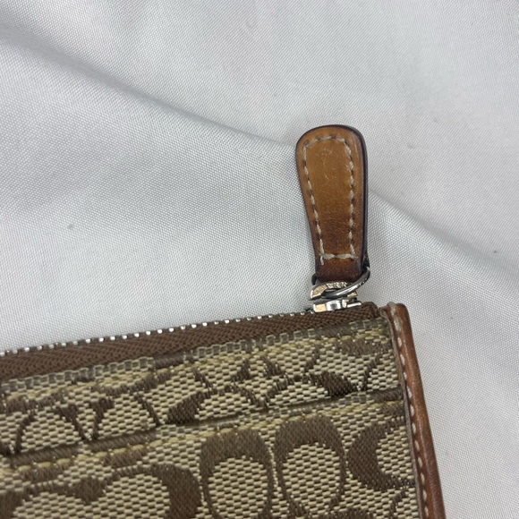 COACH VINTAGE Monogram Canvas & Leather Zipper Key Chain ID Wallet Coin Purse - Picture 6 of 10